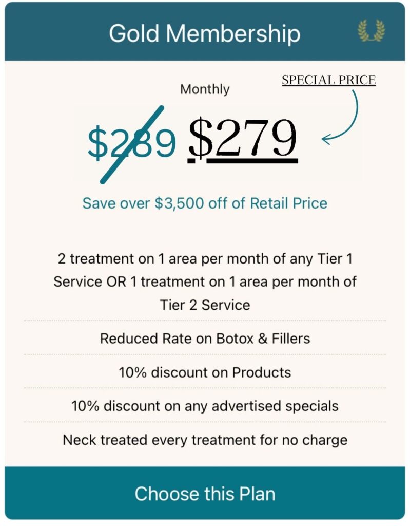 Gold Skin Care Membership - special price - $279