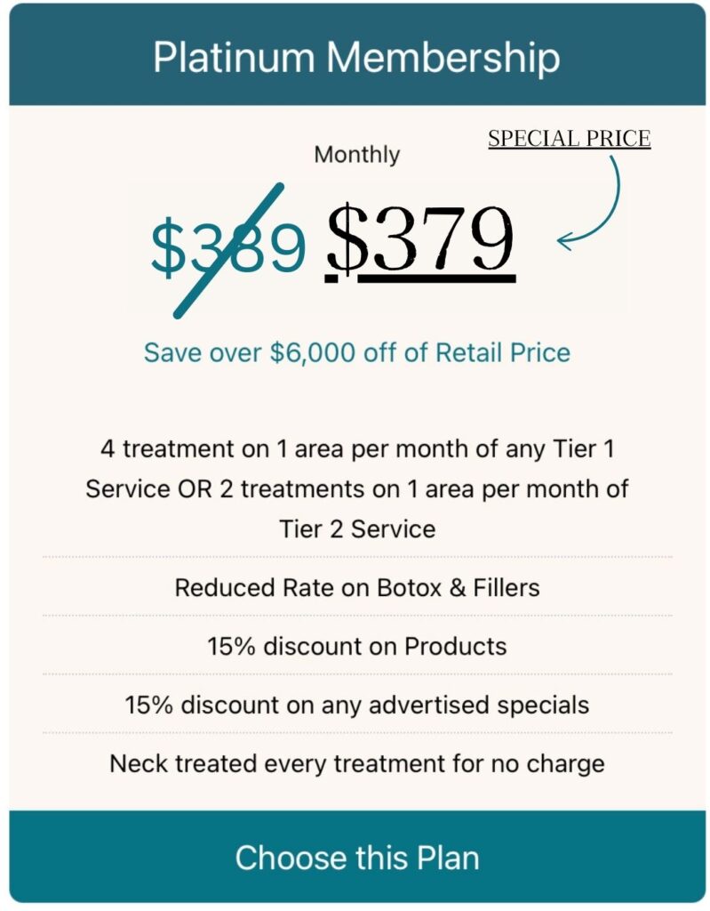 Platinum Skin Care Membership - special price - $379